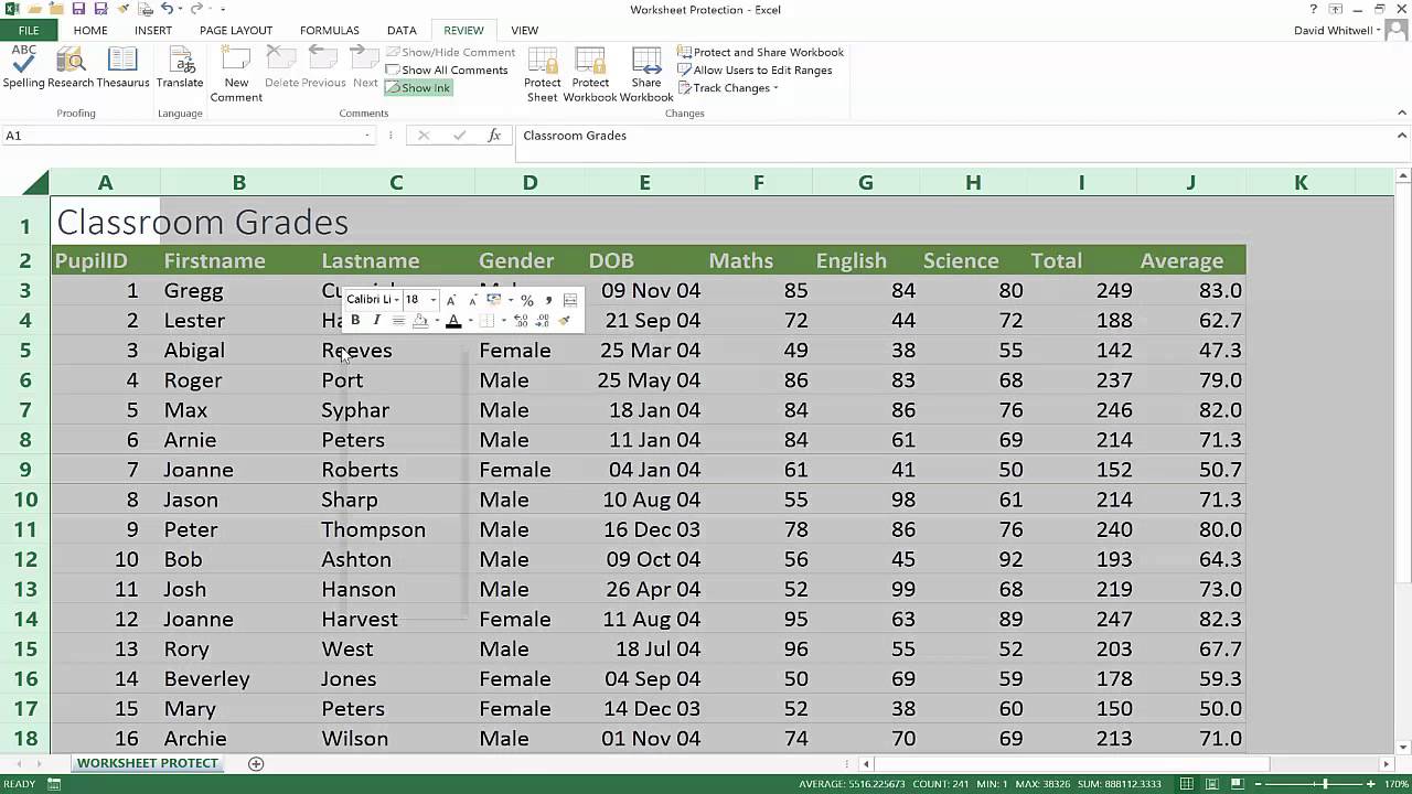 Online excel sheet