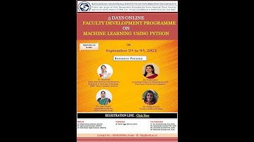 5 DAYS ONLINE FACULTY DEVELOPMENT PROGRAMME ON“MACHINE LEARNING USING PYTHON” Day 5 session 1
