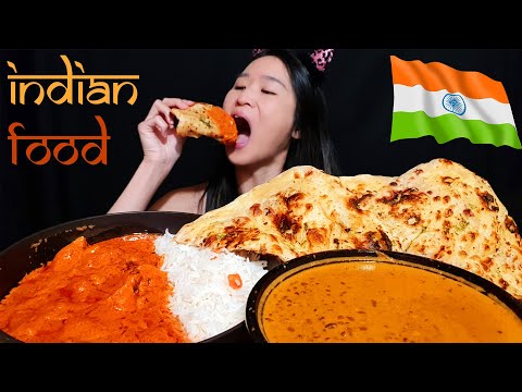 MASSIVE INDIAN FOOD MUKBANG! Chicken Tikka Masala, Daal & Garlic Naan - Spicy Curry Asmr Eating