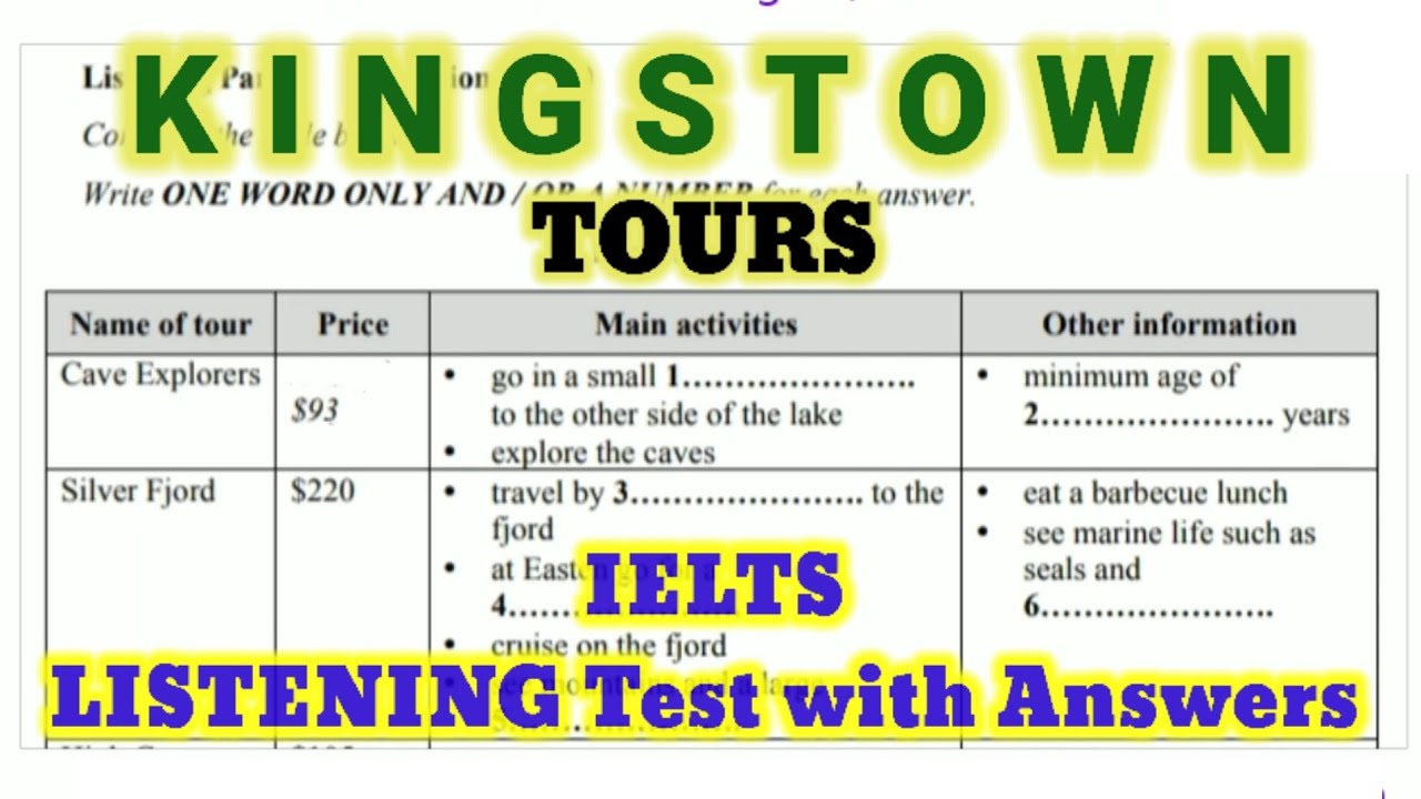 ielts listening kingstown tours
