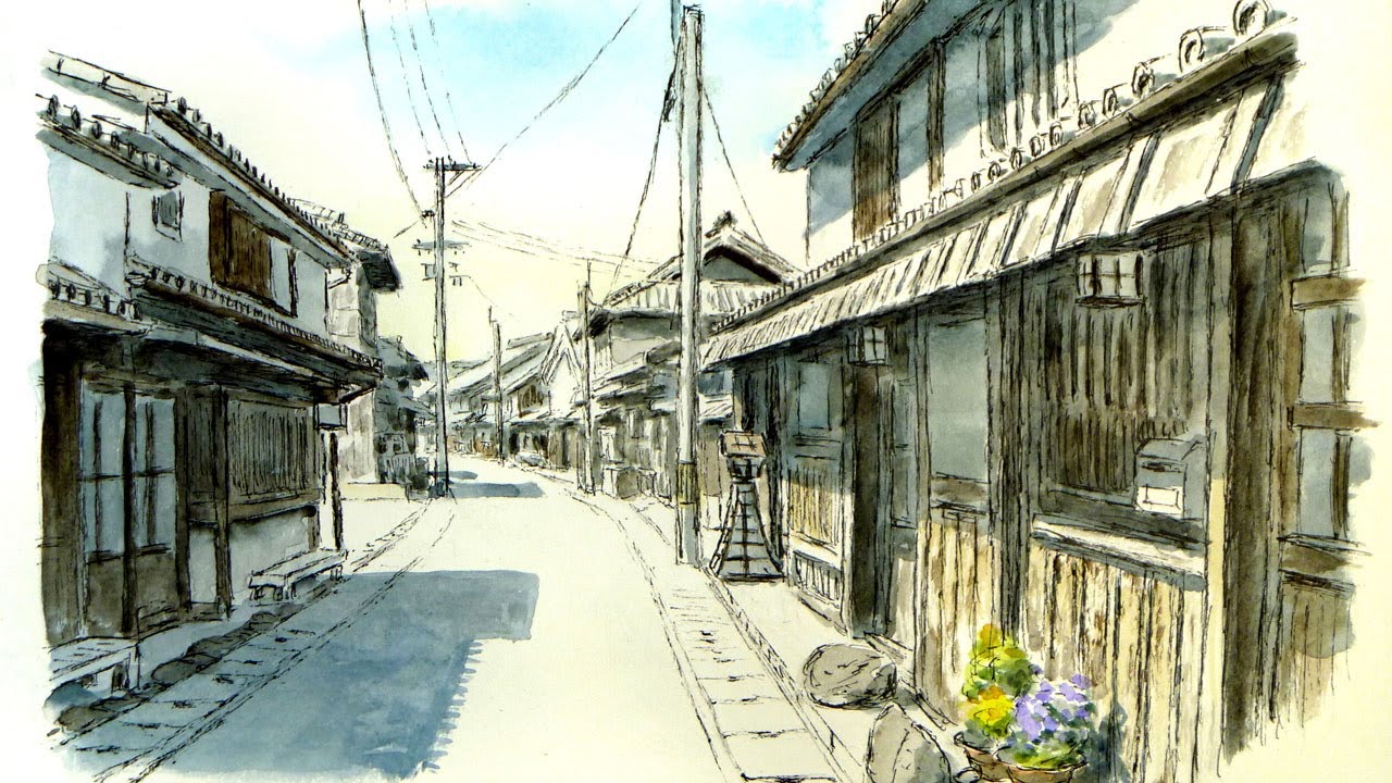 古い街並みにはドライブラシ！ ／ 和歌山県・湯浅町 【透明水彩