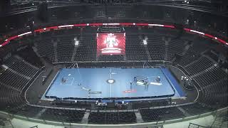 Přestavba z hokejové areny HC SPARTA na BigBoard Superfinále florbalu 2024