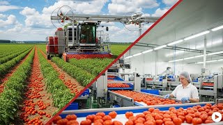 Cómo se Producen los Tomates Frescos en la Fábrica Moderna Campo a la Mesa