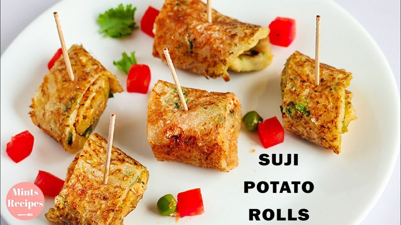 सूजी से बना नाश्ता बच्चों के टिफ़िन बॉक्स के लिए | Suji Potato Rolls for Breakfast | MintsRecipes