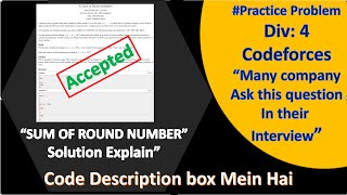Sum of Round Numbers || Codeforces || Solution Explain
