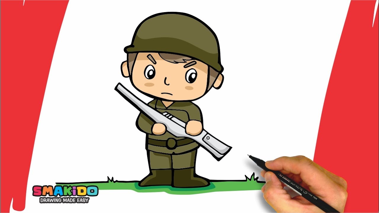 How To Draw a Soldier For Kids and Beginners Easy Soldier Drawing and