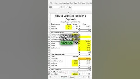 How to Calculate Taxes on a Paycheck - Part 1 - in 49 seconds! #excel #work