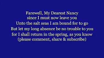 FAREWELL NANCY My Dearest Lovely Charming NANCY Lyrics Words text trending sing along IRISH song