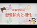 血液型ごとの恋愛の傾向は？あるある特徴や相性・脈ありサイン【ゆっくり解説】