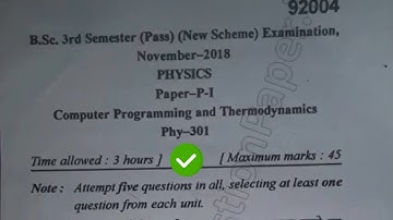 [2018] Mdu BSc 3rd Sem Physics Computer Programming & Thermodynamics Question Paper