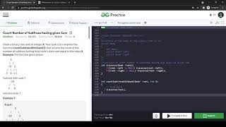2021-11-08 08:56:00 GFG Count Number of SubTrees having Sum given Problem