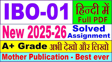 IBO 01 solved assignment 2025-26 in Hindi || ibo 01 solved assignment 2026 || ignou ibo1
