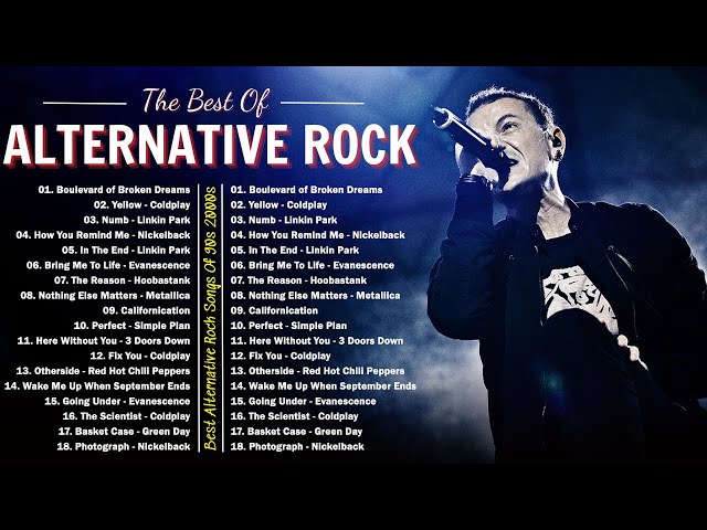 Coldplay, Linkin park, Creed, AudioSlave, Hinder, Evanescence, Nickelback 🔥🔥 Alternative Rock class=