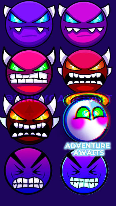 Geometry Dash Demon Difficulty Face Names! (Ver. 3 Neon) #geometrydash #art