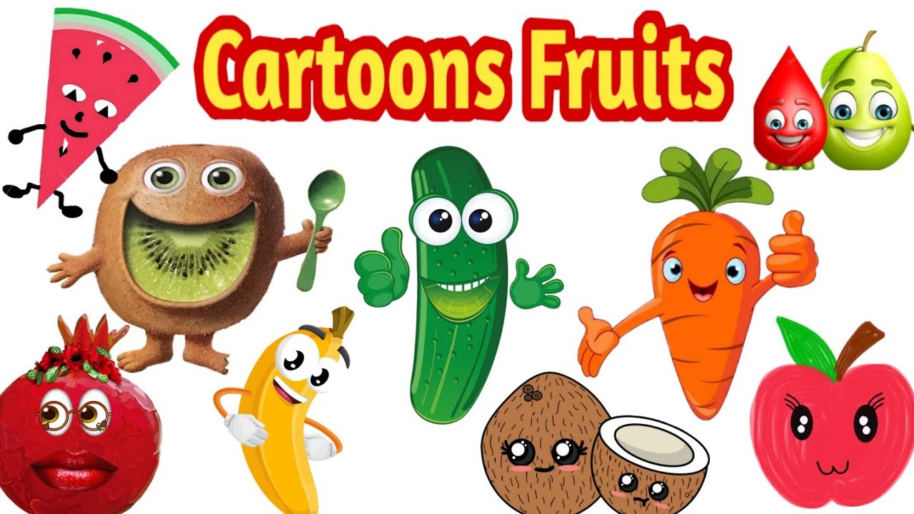 #100 Fruits Cartoons name in English with pictures। Different types of