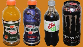 Gatorade Stranger Things Citrus & Upside Down Citrus Cooler, Diet Coke Lime, Monster Ultra Black