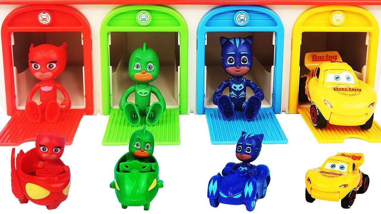 PJ Masks Tayo Garage Surprise Toys Learn Colors for Toddlers YouTube