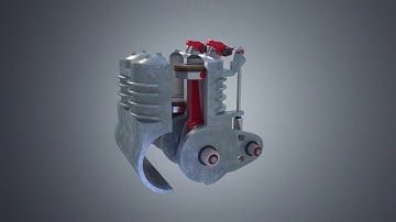 3D animation of two-cylinder engine