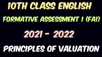 10th Class English FA1 Principles of Valuation | Answers (Key) | Formative Assessment 1