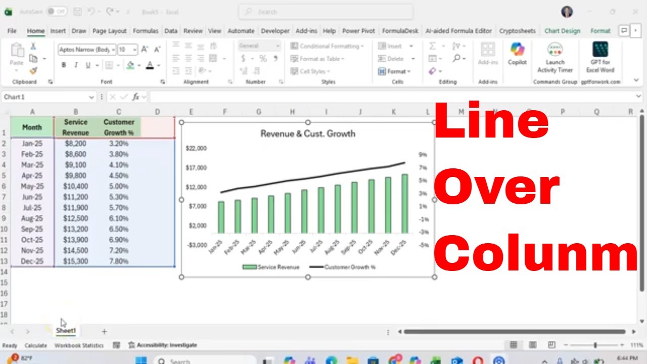 How to Create a Line Over Column Chart in Excel (SUPER EASY!) #tutorial ...