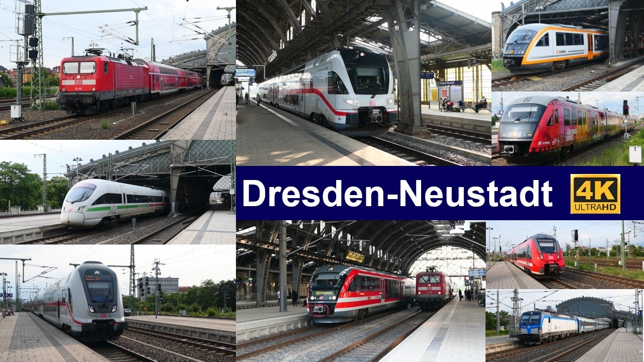 Zugverkehr in Dresden-Neustadt an einem Sonntagnachmittag
