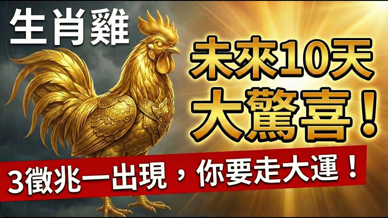 屬雞的請收下！未來10天「天降福運」，若你身邊出現這「3種預兆」，恭喜你，你的好日子真的要開始了！#2026生肖雞運勢 #屬雞2026運勢 #招財 #轉運 #偏財 #生肖雞 #屬雞 #風水 #運勢分析