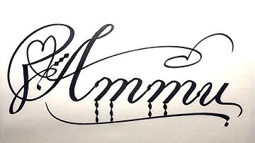 Ammu Name Signature Calligraphy Status | How to Draw, Cursive Calligraphy with Cut Marker