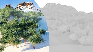 Winter mood - Speed modeling forest landscape in Blender 2.93 #Shorts