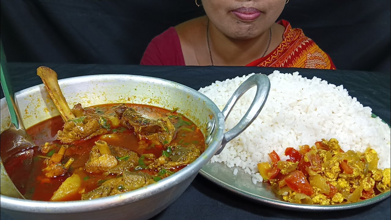 EATING SPICY 🔥🥵 CHICKEN KOSHA, EGG FRY WITH RICE, ASMR, MUKBANG, EATING SHOW