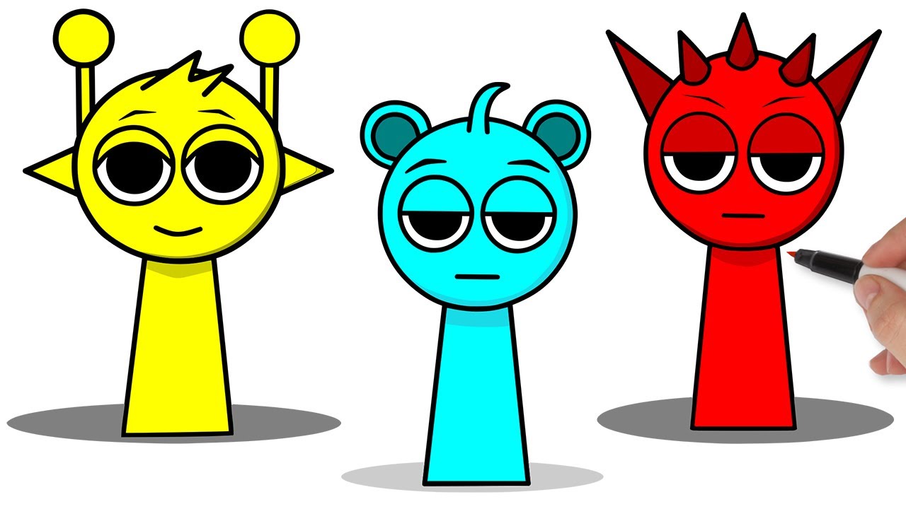 HOW TO DRAW INCREDIBOX SPRUNKI SIMON, SKY AND RADDY - YouTube