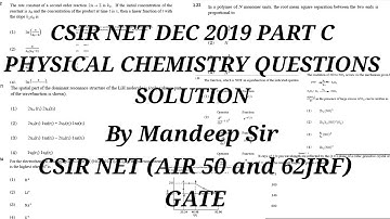 CSIR NET DEC 2019 PART C PHYSICAL CHEMISTRY QUESTIONS SOLUTION
