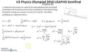 US Physics Olympiad 2010. USAPHO Semifinal  Solution for problem B1. Mechanics. Oscillations.**
