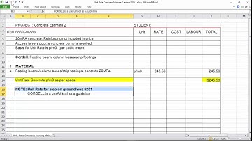 Unit Rate Concrete Estimate 2