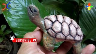Cara Membuat Kura kura Dari Bubur Kertas | DIY Turtle Paper Clay Art Dolls | Sulcata Tortoise