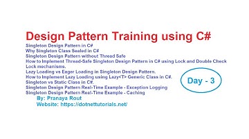 Design Pattern Training using C# - Day 3 | Singleton Design Pattern with Real-Time Examples using C#