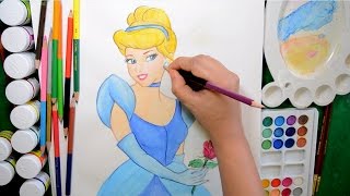 Disney Cinderella How to Draw and Color Cinderella Glitter Coloring Page