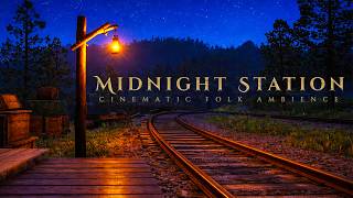 Night Train Station Ambience | Americana Folk Ambient Music for Reading & Relaxing — No AI