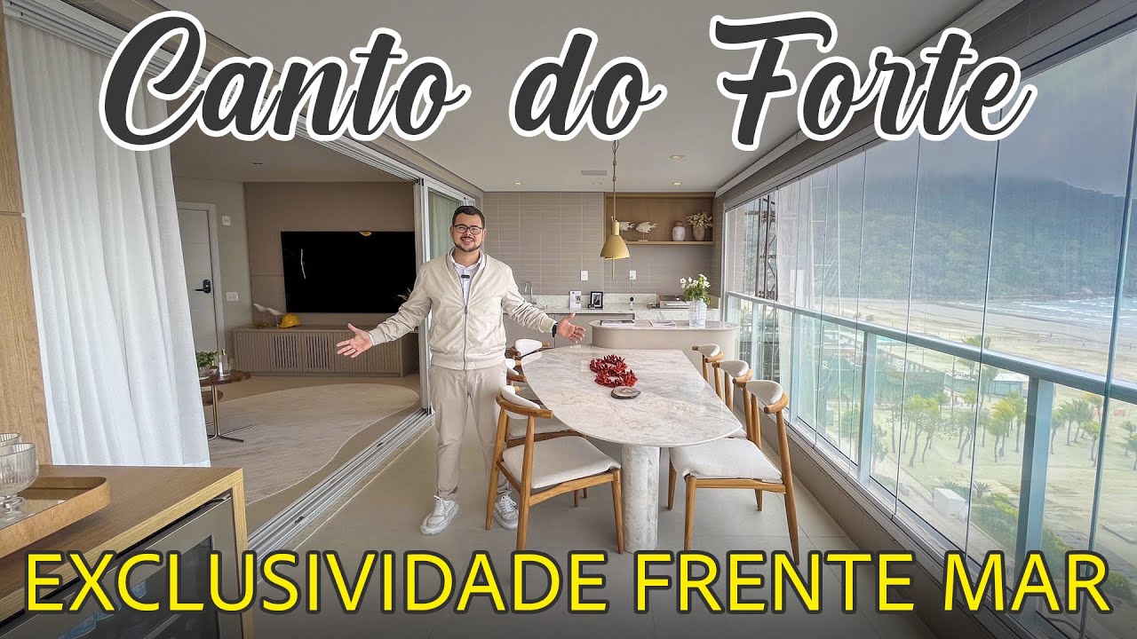 Apartamento FRENTE MAR em Praia Grande/SP, no Canto do Forte, MOBILIADO e DECORADO, Porteira Fechada