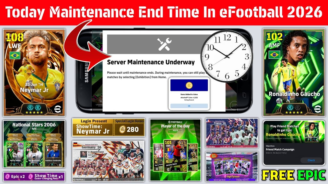 Maintenance End Time Today In eFootball 2026 Mobile | Pes Server Maintenance | Maintenance End Time