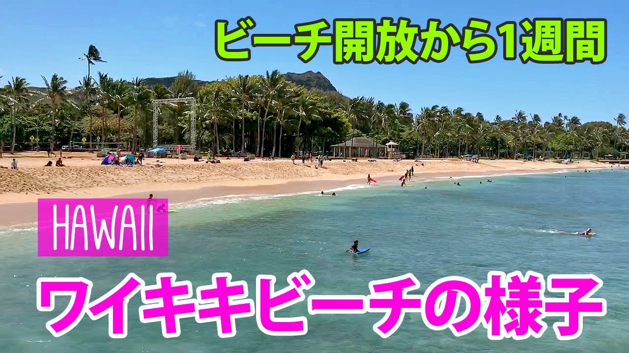ハワイのビーチが解禁 ワイキキビーチの様子 Myハワイ Youtube