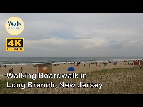 【4K60】 Walking - Walking Boardwalk in Long Branch, New Jersey