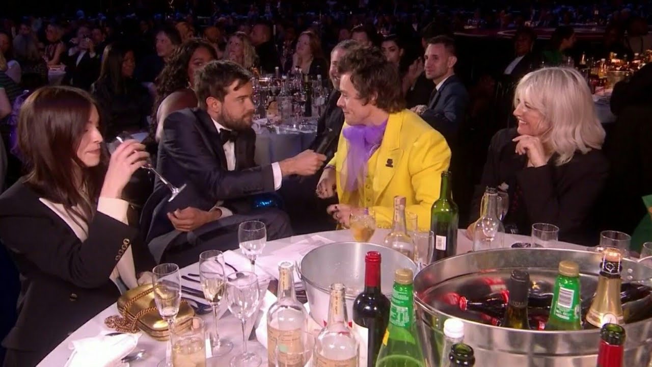 ⁣Harry Styles Reaction To Lizzo Necking His Glass Of Tequila & Jack Spill Drink On His Suit At BR