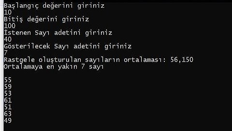 001 - Sizden Gelenler (C# Rastgele Sayı Üretme, Dizi Sıralama, Ortalama Hesaplama))