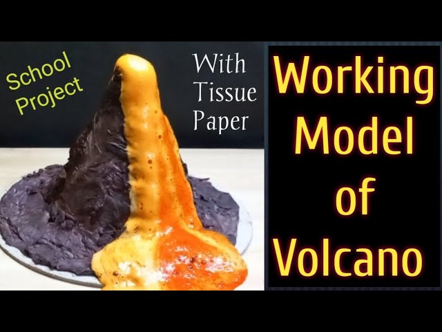 How to make working Model of volcano/Volcano Eruption/DIY Volcano with tissue paper/Kansal Creation class=