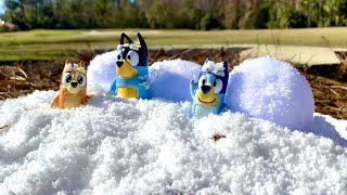 Bluey  making Snow and a snowman