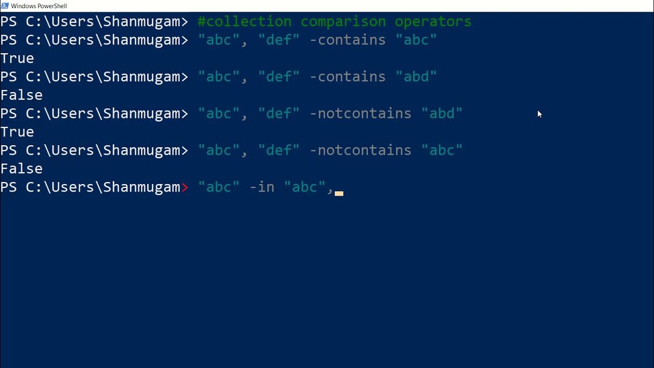 Collection comparison operator in powershell - Glimpse - YouTube