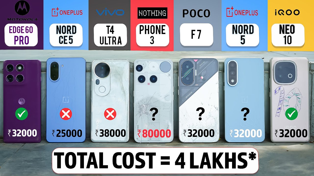 Nothing Phone 3 vs OnePlus Nord 5 vs CE 5 vs POCO F7 vs iQOO Neo 10 vs Moto Edge 60 Pro vs T4 Ultra