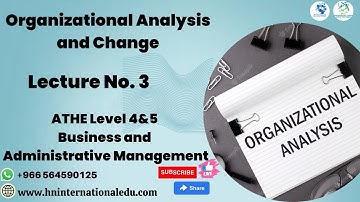 Organizational Analysis and Change Lecture No. 03 ATHE Level 4 & 5 Business and Administrative Mgt