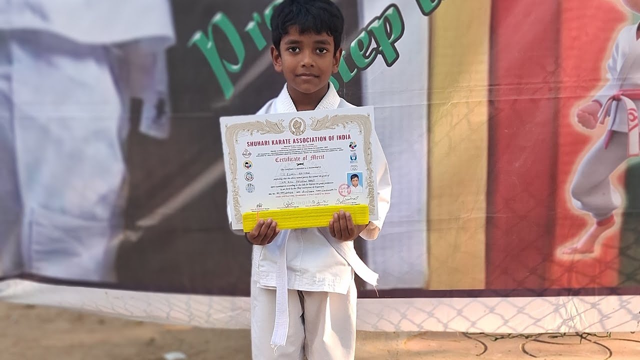 My son Karate green belt grading 