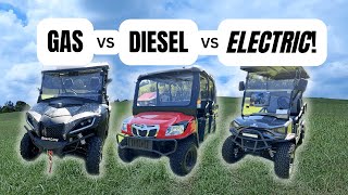 COMPLETE Side-By-Side Review!  Gas, Diesel and ELECTRIC UTV’s Put To The Test!